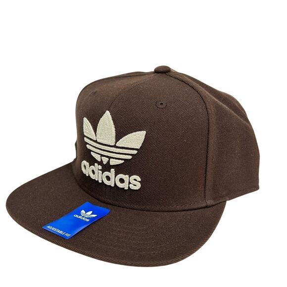 NWT Adidas Originals Trefoil Baseball Hat Chain Snapback Brown Men O/S - Picture 2 of 5